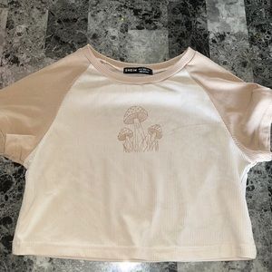 tan mushroom cropped tank